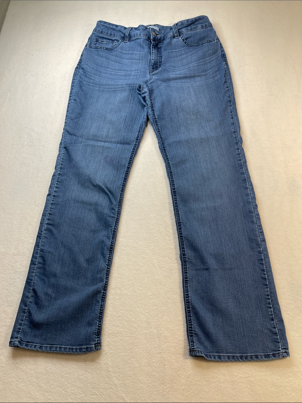 Lee RIDERS Women's MID RISE STRAIGHT LEG SIZE 14 M Jeans - Medium Blue Wash
